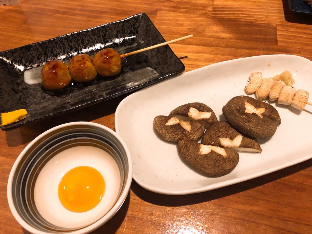 実菜 シイタケ焼きとつくね月見