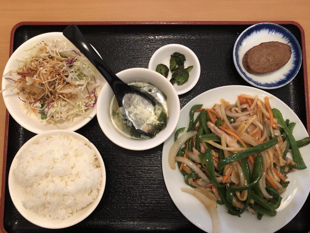 20190713 美味鮮 細切り豚肉の四川風炒めランチ