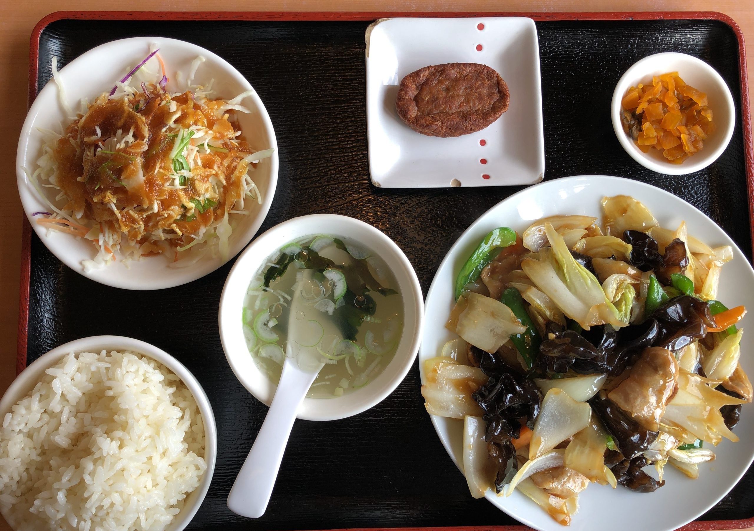 20200404 美味鮮 豚肉白菜木耳炒めランチ