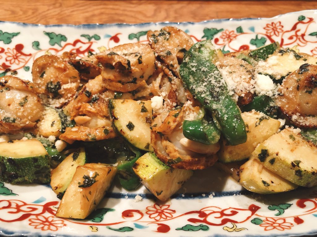 ネイル後の夜ゴハン ベビーホタテ炒め