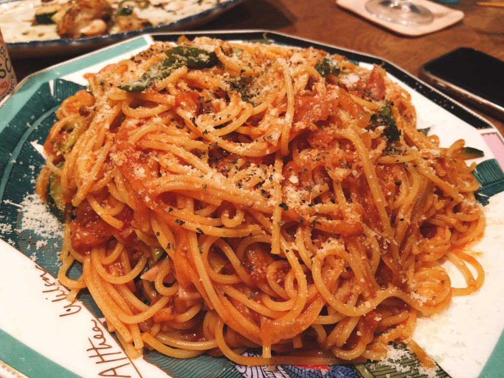 ネイル後の夜ゴハン ナポリタン