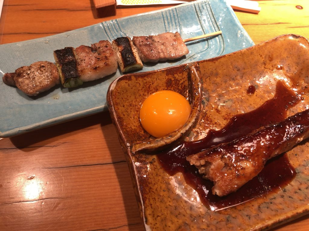 鳥辰 月見つくねと豚串