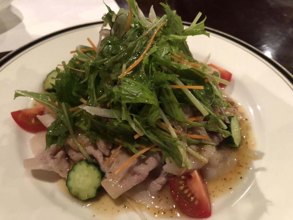 四季料理みしな　豚しゃぶサラダ柚子胡椒ソース