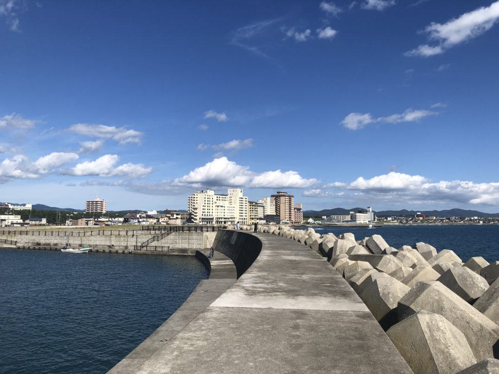 函館湯川漁港にて