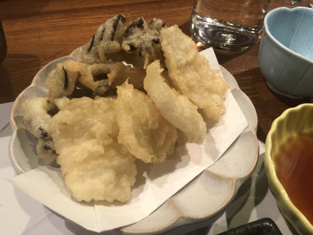 四季料理みしな いかと舞茸の天ぷら